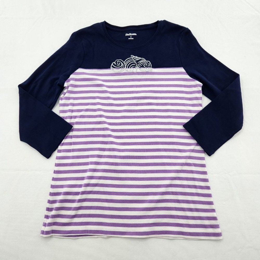 Kim Rogers Womens Size Small Shirt Top Striped Shells Cruise Vacation Nautical